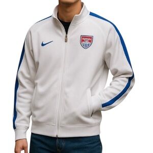 Nike USA Soccer Track Jacket Men’s White & Blue Full-Zip Warm Up Size XL